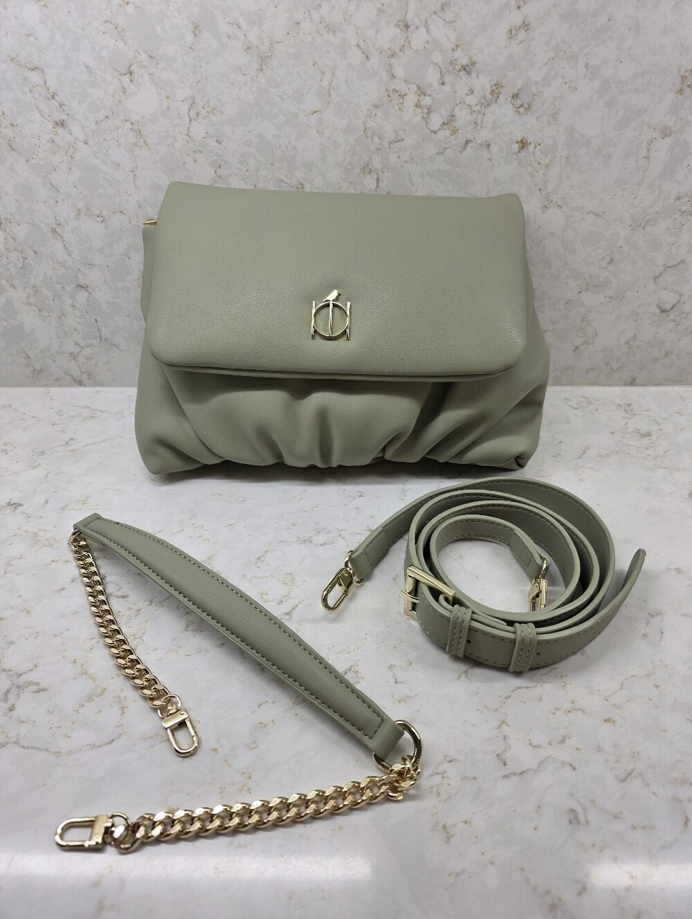 Riona Sage Green Vegan Leather Fold Purse
